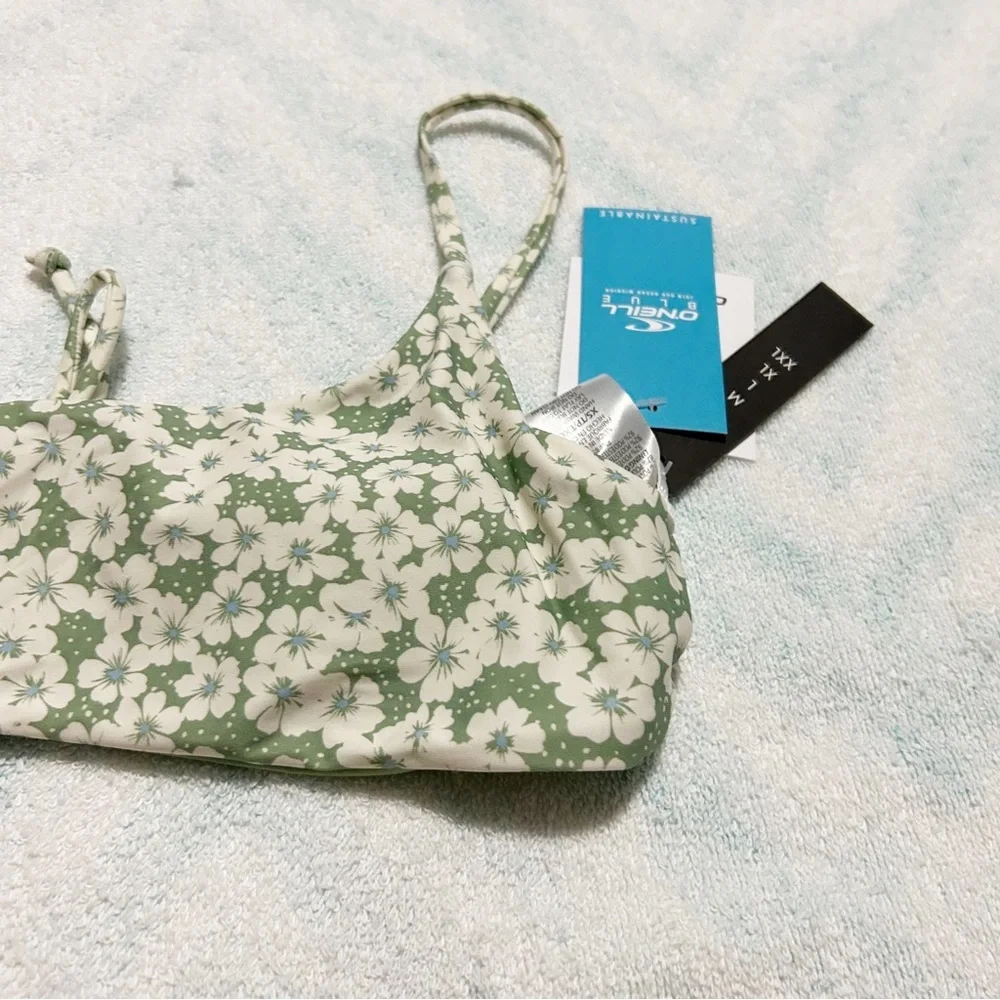 NEW O'Neill Bridgette Surfside Bralette Bikini Top Aloe Green Floral Size Medium - Picture 4 of 6